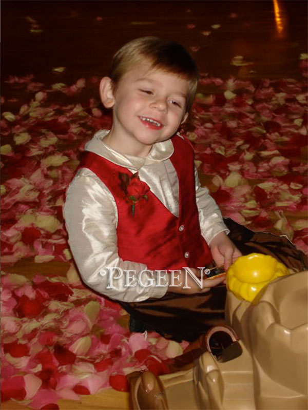 Christmas Red and Ivory Ringbearer Suit and Matching Flower Girl Dress