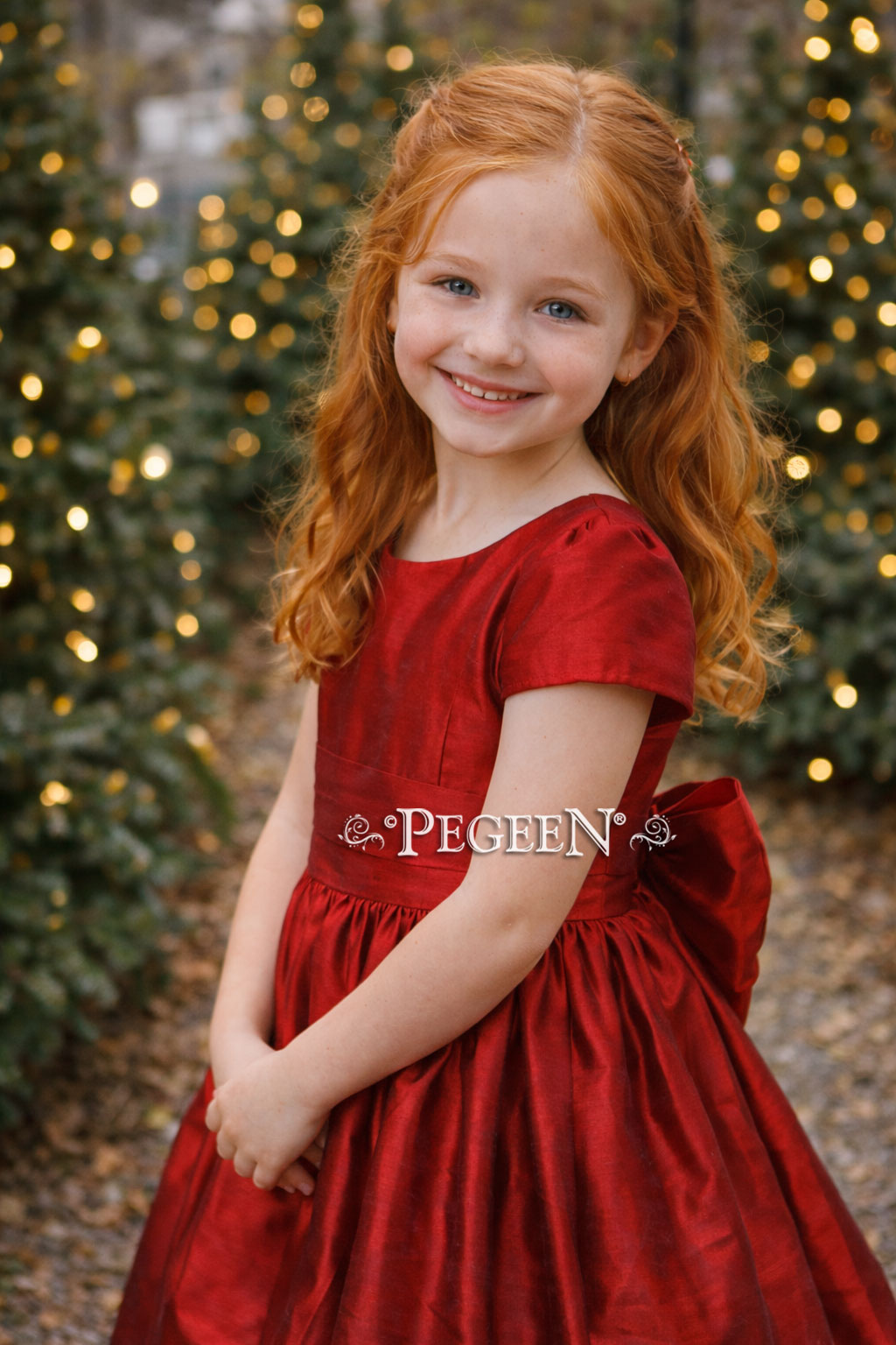 Claret Red Silk Flower Girl Dress for Christmas Claret Red Silk Flower Girl Dress for Christmas