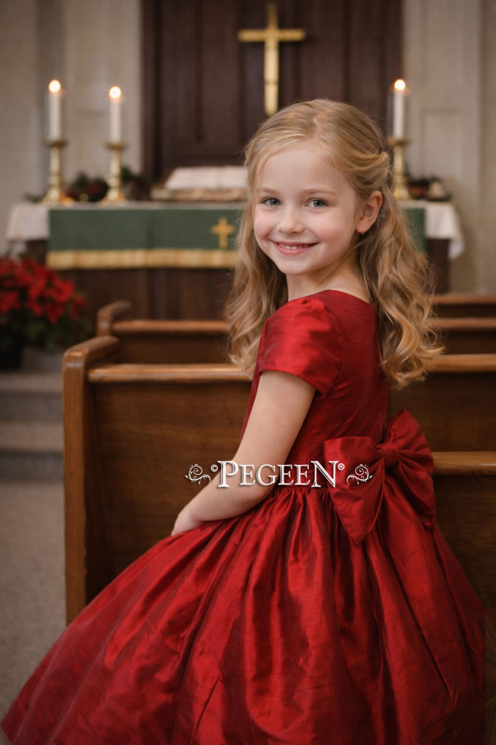 Claret Red Silk Flower Girl Dress for Christmas Claret Red Silk Flower Girl Dress for Christmas