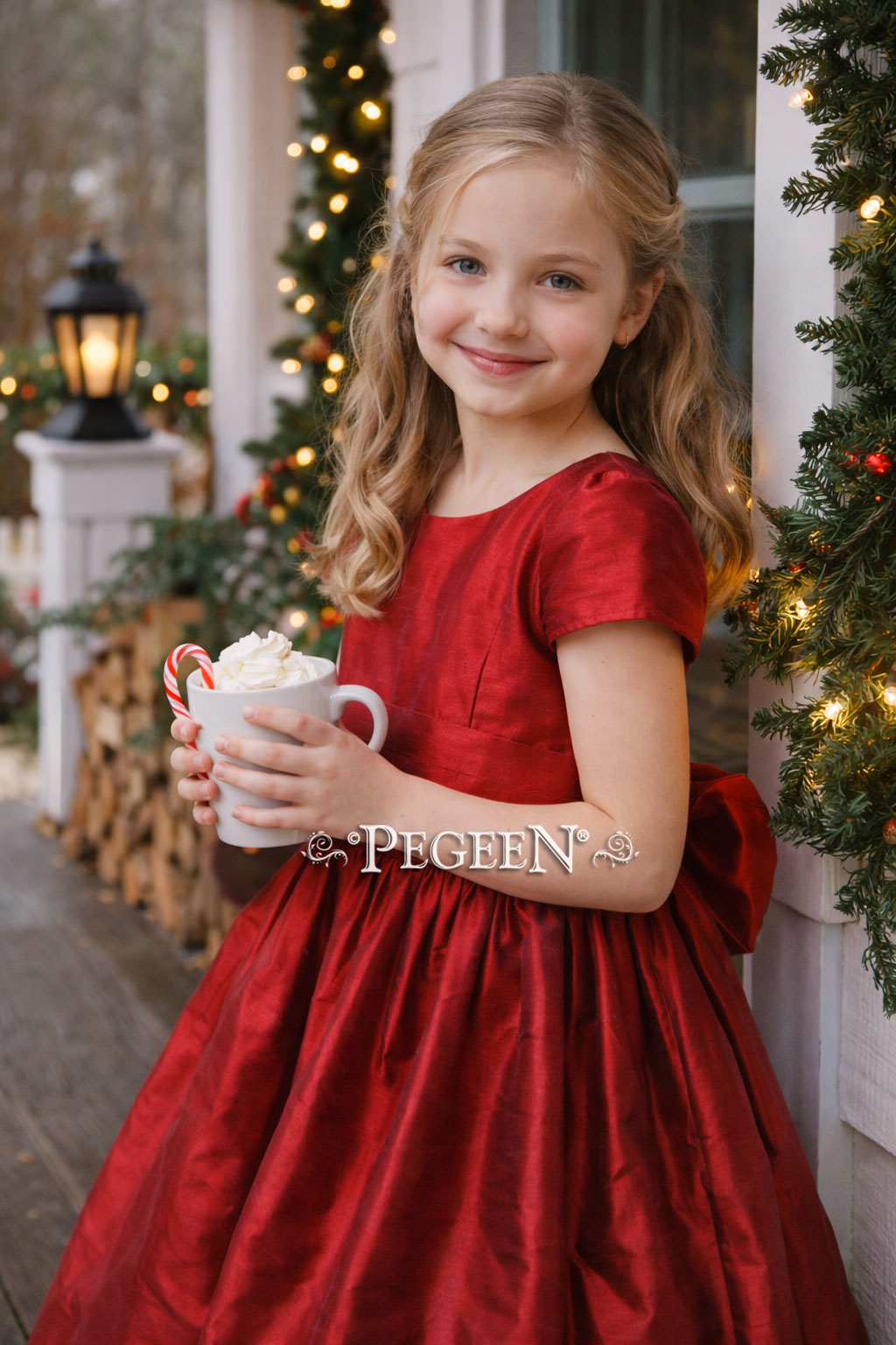 Claret Red Silk Flower Girl Dress for Christmas Claret Red Silk Flower Girl Dress for Christmas