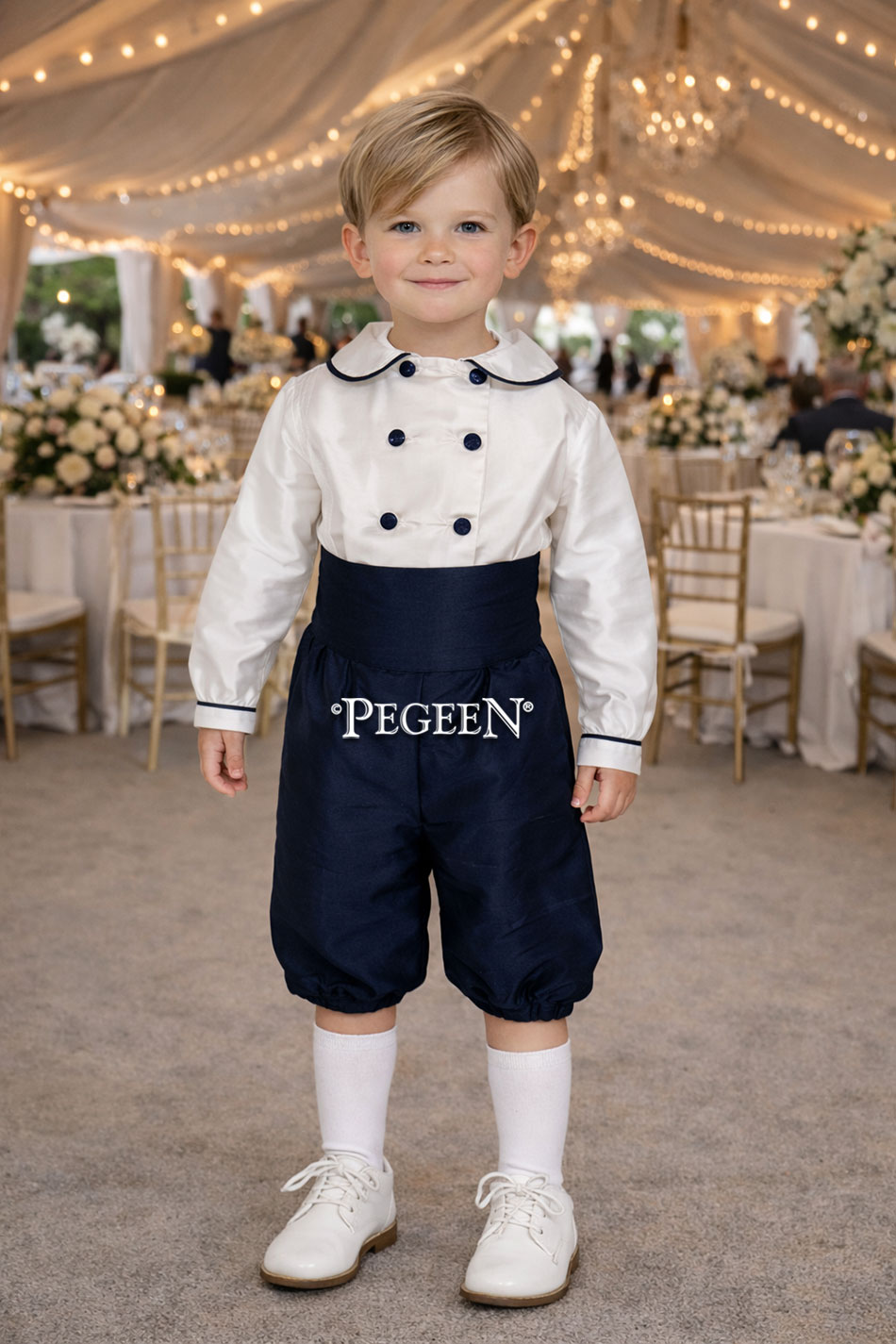 Navy and White French Style Ring Bearer Suit Navy and White French Style Ring Bearer Suit