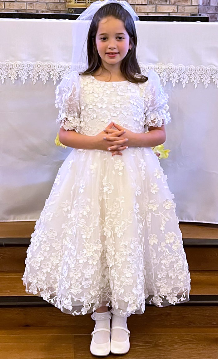 First Communion Dress Style 426 with 3-D Flowers 
