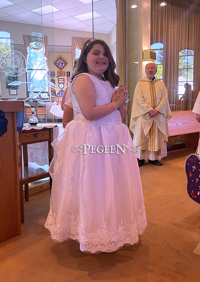 First communion dress cheap for chubby girl