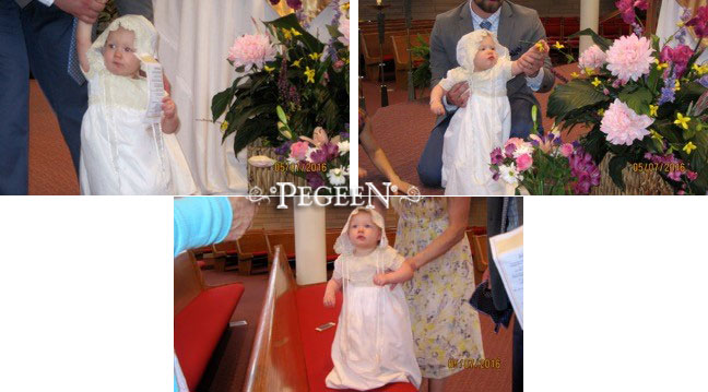 White Eyelet Christening Gown with antique laces