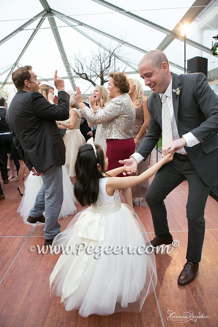 It's the Swirl Factor - Ivory and Creme Tulle Flower Girl Dress