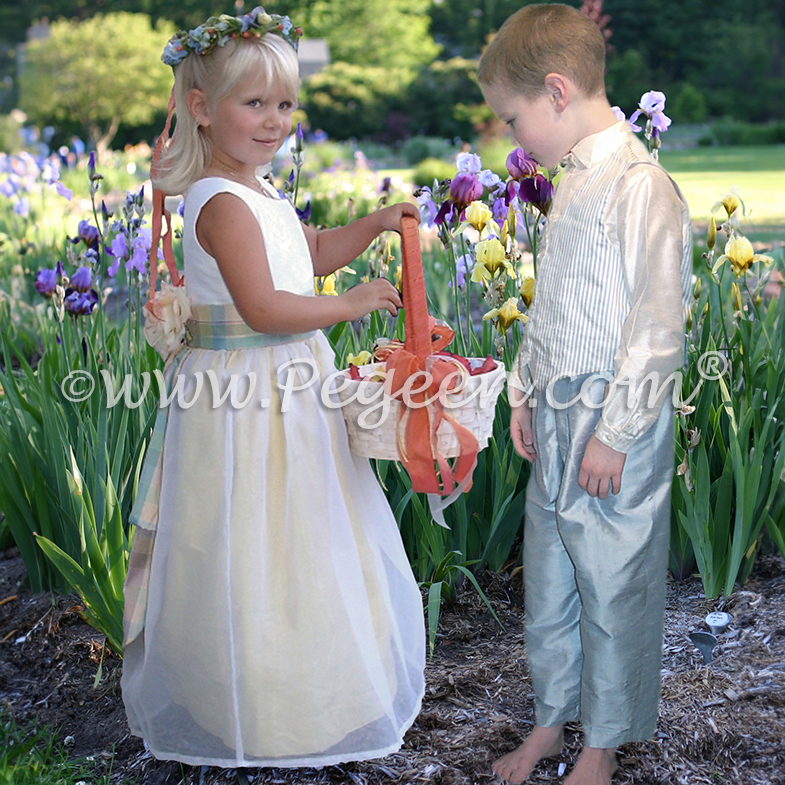 Ring Bearer Suit with Matching Flower Girl Dress