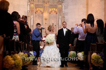 Ivory, Blue and Brown flower girl dresses