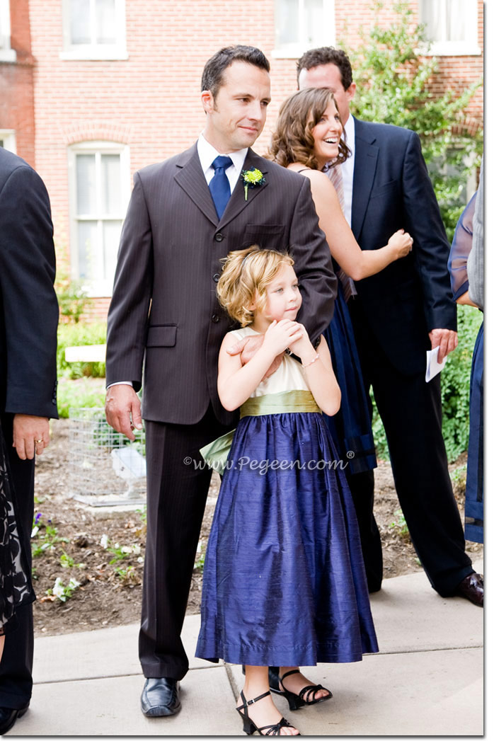 Navy, New Ivory and Sage Green flower girl dresses
