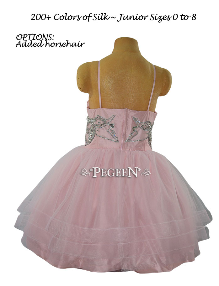 Jr Bridesmaids dress in pink with rhinestones Style 1203