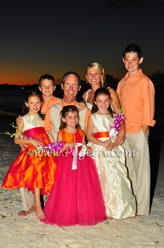 Beach wedding and flower girl dresses