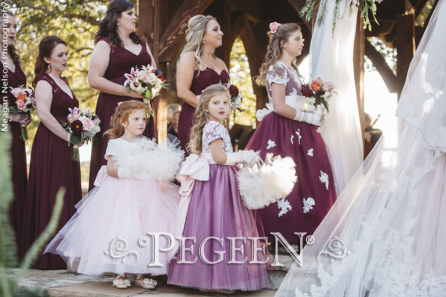 Flower girl dresses with matching jr. bridesmaids dresses