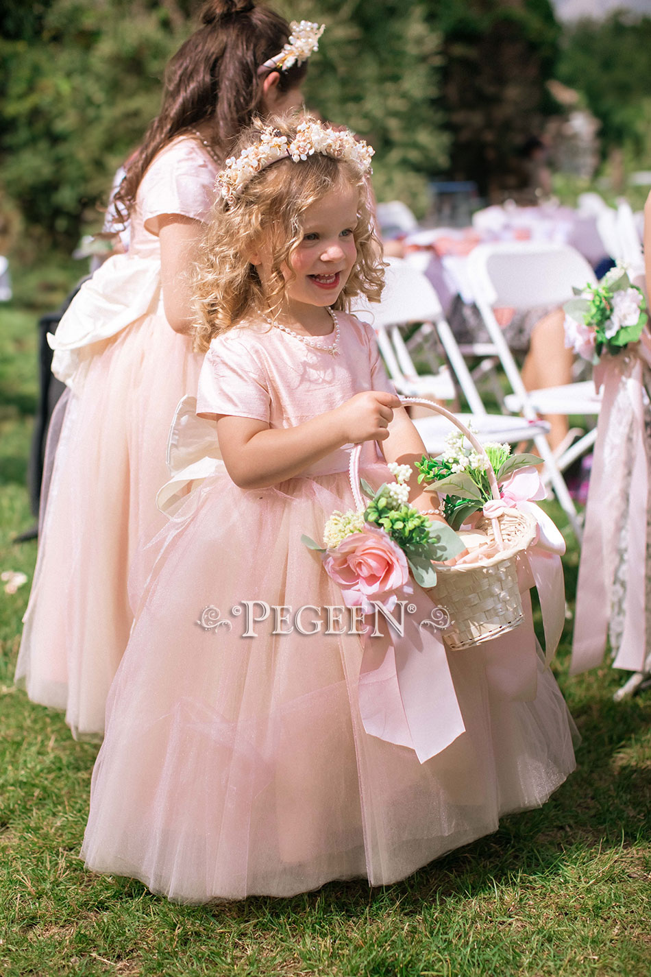 Ballet Pink Signature Bustle Flower Girl Dresses