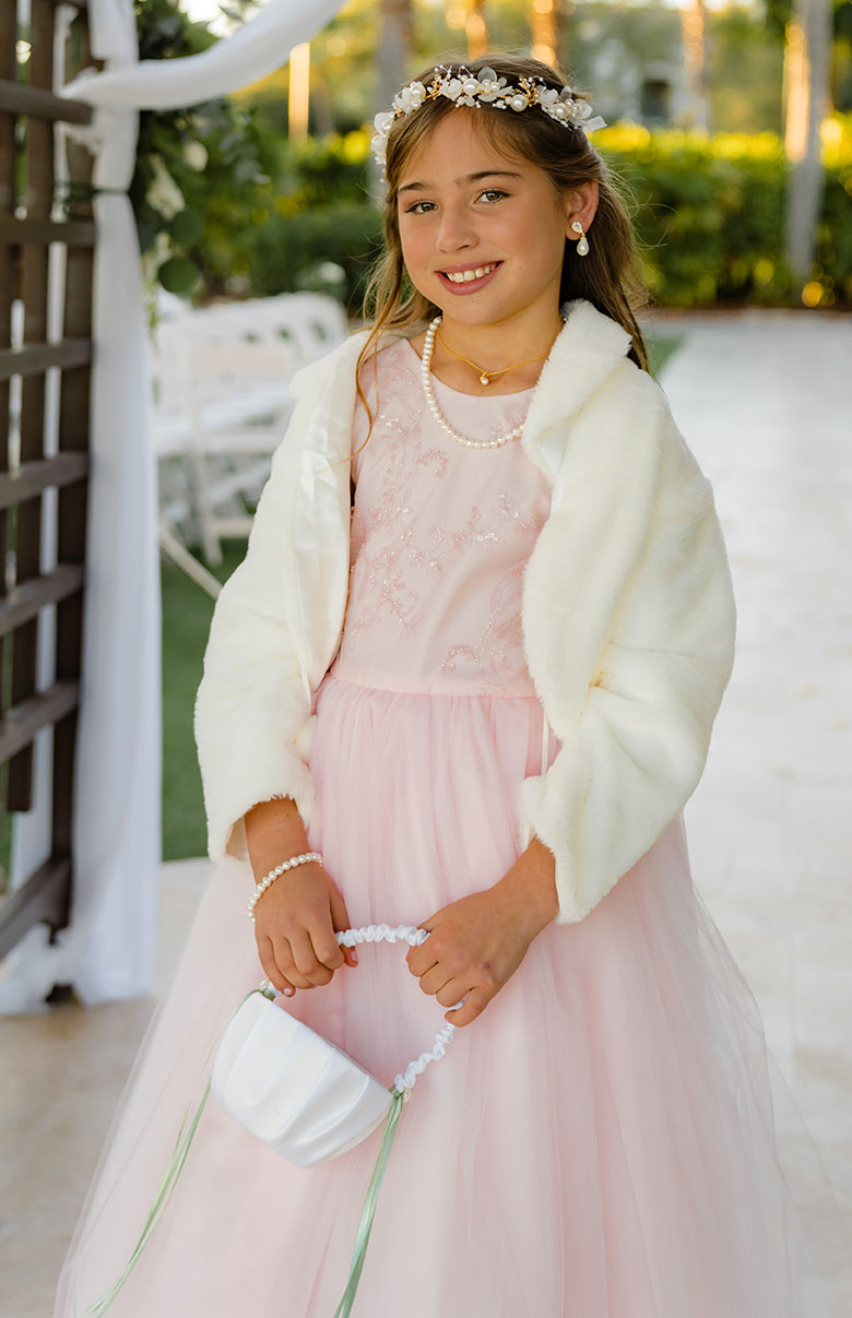 Peony Pink silk flower girl dresses in silk and embroidered - beaded tulle