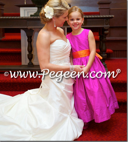 Flower Girl Dress style 345 in Boing and Mango silk