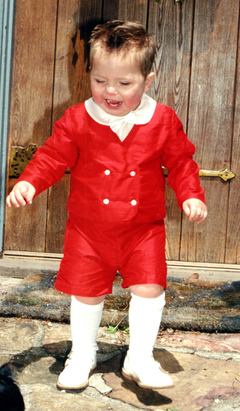 Christmas red silk ring bearer suit