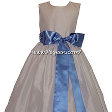 NEW IVORY AND FRENCH BLUE JR. BRIDESMAID DRESS STYLE 300 BY PEGEEN