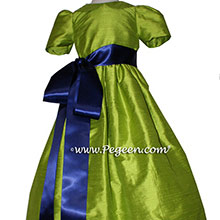 APPLE GREEN AND NAVY FLOWER GIRL DRESS Style 300 by Pegeen