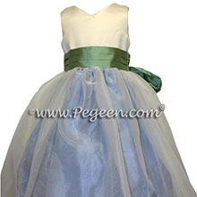 OCEAN BLUE AND CELEDON flower girl dresses