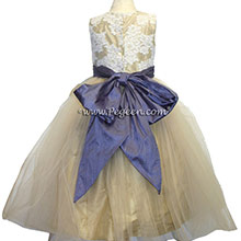 CHAMPAGNE, ALONCON LACE, TULLE AND EURO LILAC FLOWER GIRL dresses
