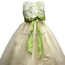vine green and bisque ivory tulle junior bridesmaids dresses