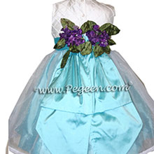 Ivory and pintuck silk with tiffany blue infant Flower Girl Dresses