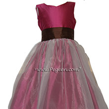 MAGENTA AND CHOCOLATE BROWN Flower Girl Dresses 