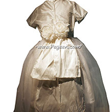 Antique White Monogrammed Silk First Communion dress