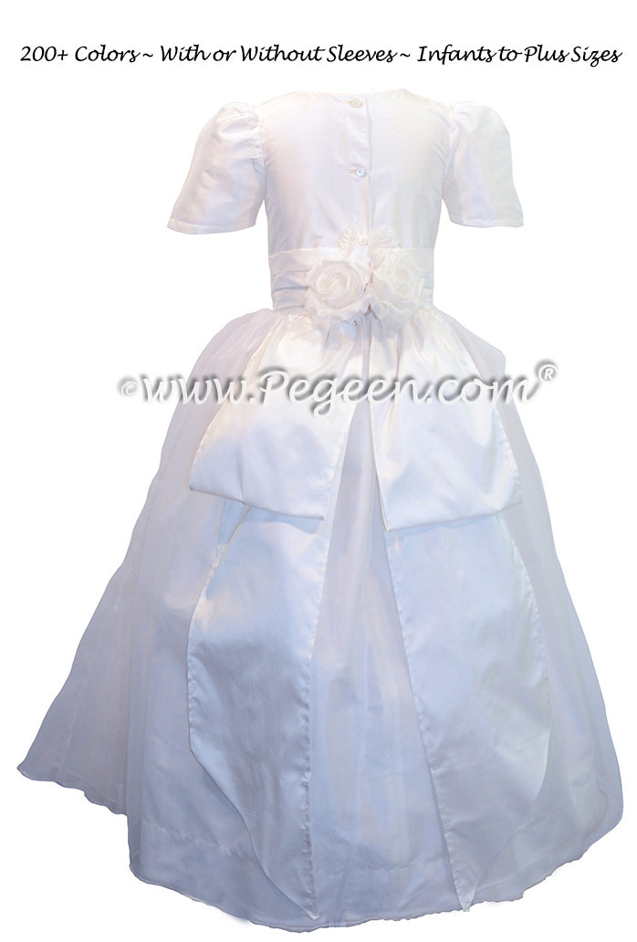Custom Antique White Silk First Communion dress