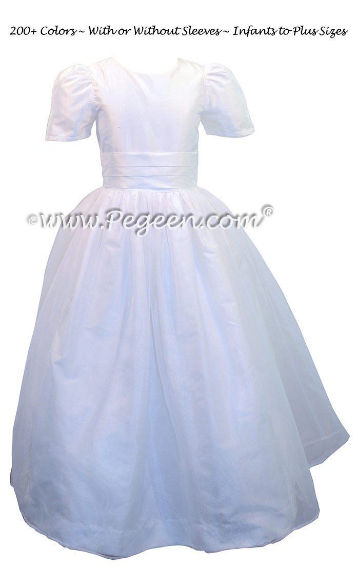 Custom Antique White Silk First Communion dress