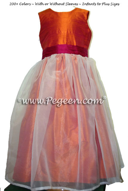 Mango and Raspberry Plus Size Junior Bridesmaids Dress Style 313