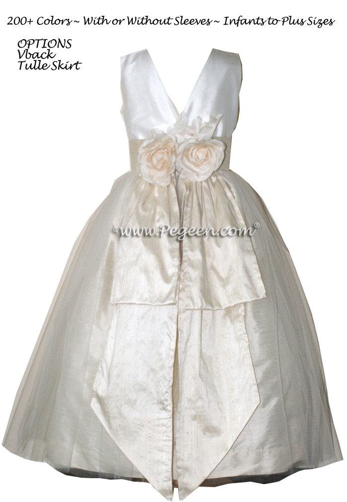 Ivory and Creme Bisque Flower Girl Dresses Style 313