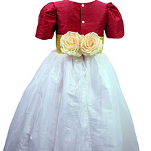 Antique White, Rouge and Saffronorganza CUSTOM FLOWER GIRL DRESSES BY PEGEEN