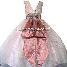 Custom Blush and Rum Pink silk Organza Flower Girl Dresses by Pegeen
