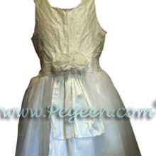 Antique White silk junior bridesmaids dresses