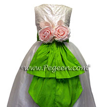 Flower Girl Dresses in bright apple green