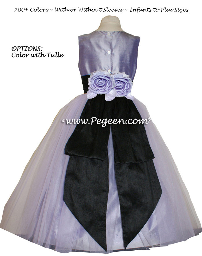 Silk Flower Girl Dresses Style 313 in Victorian (Lavender) and Black  | Pegeen