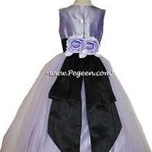 victorian (lavender) and black Silk Flower Girl Dresses