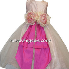 Pink shades of silk and organza Flower Girl Dresses 