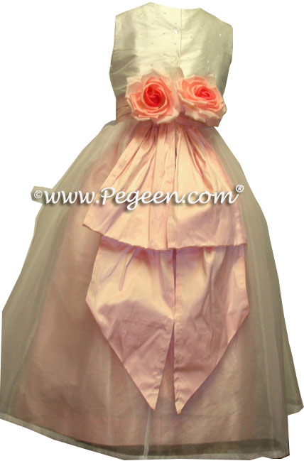 Sequinned silk and petal pink Flower Girl Dresses