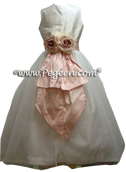 Sequined Silk and Petal Pink Flower Girl Dresses style 315