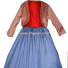 Red, White and Blueberry silk Jr. Bridesmaids with Bolero Jacket