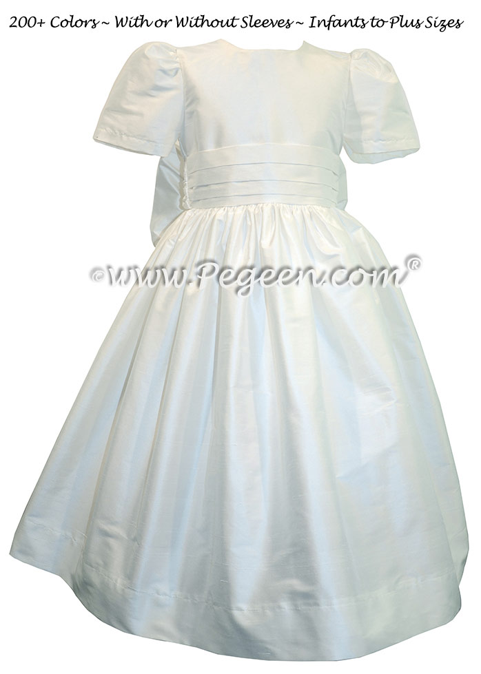 Antique White flower girl dress in silk Style 318