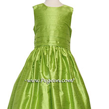 Apple Green Silk Flower Girl Dresses style 318 by Pegeen