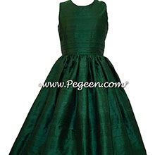 Forest Green Silk Flower Girl Dresses style 318 by Pegeen