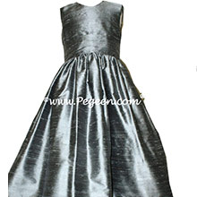 Silver Gray silk flower girl dresses