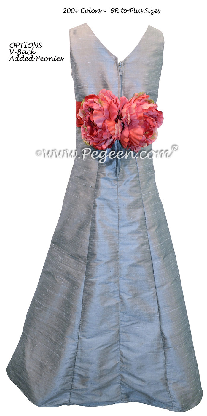 Jr Bridesmaids Dress style 320 Silver Gray Silk | Pegeen