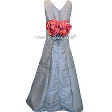 Silver Gray Silk Jr Bridesmaids Dress style 320