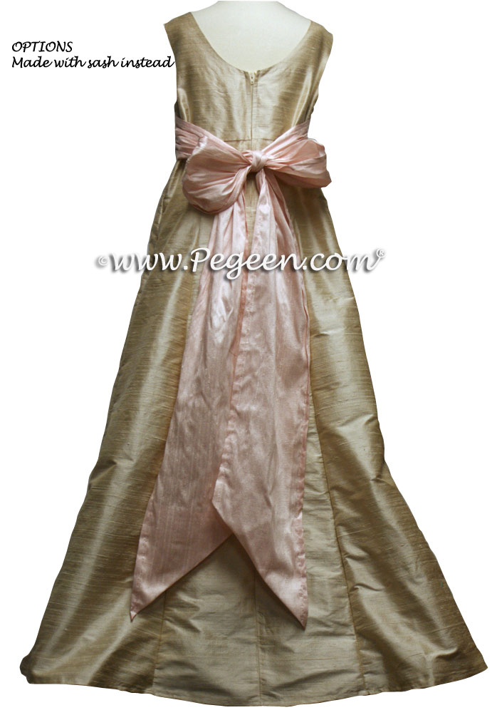 Jr Bridesmaids dress in Toffee silk - Style 320 | Pegeen