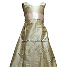 MELON silk, SORBET PINK Flower Girl Dresses in silk style 423