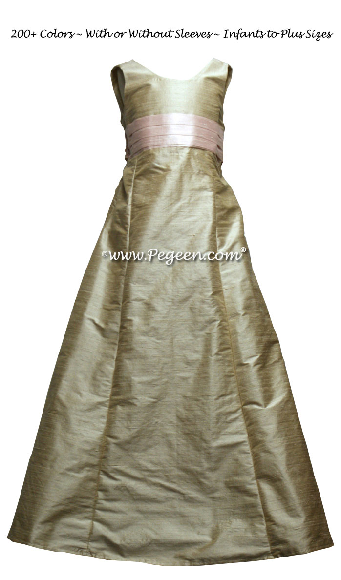 Jr Bridesmaids dress in Toffee silk - Style 320 | Pegeen